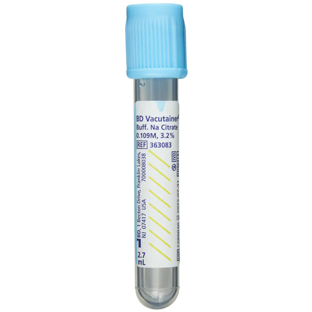 2.7mL BD Vacutainer Blood Collection Tubes with Buffered Sodium Citrate (Blue)
