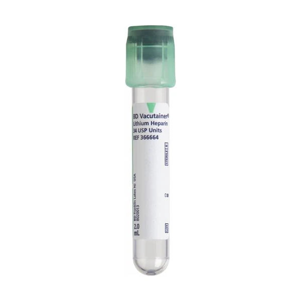 2mL BD Vacutainer Blood Collection Tubes with Lithium Heparin (Green)