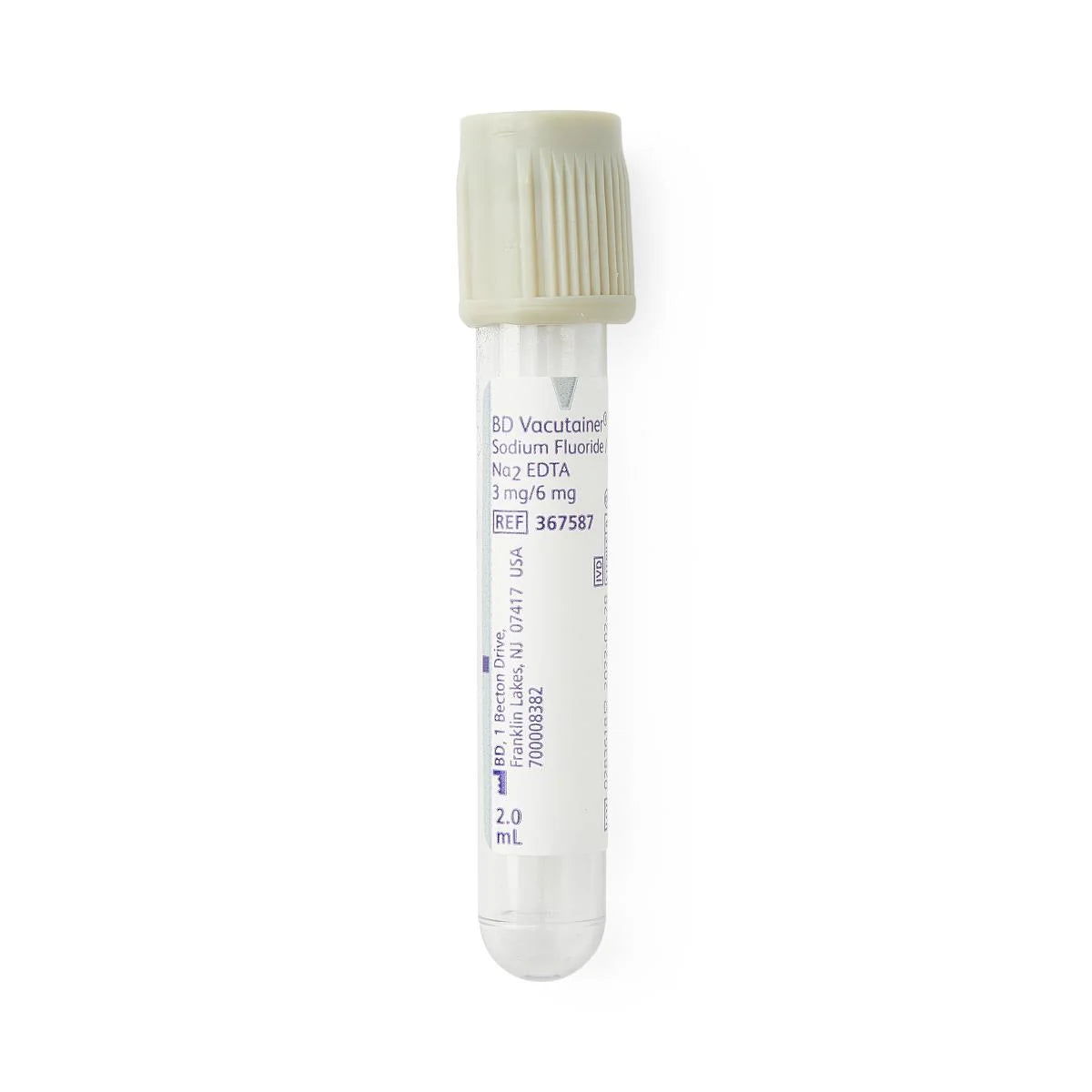 2mL Blood Collection Vacutainer Tubes with Sodium Fluoride (Gray)