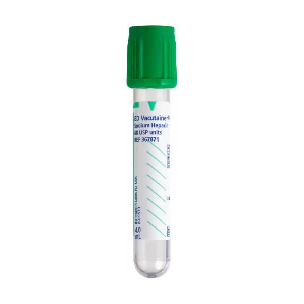4mL BD Vacutainer Blood Collection Tubes with Sodium Heparin (Green)