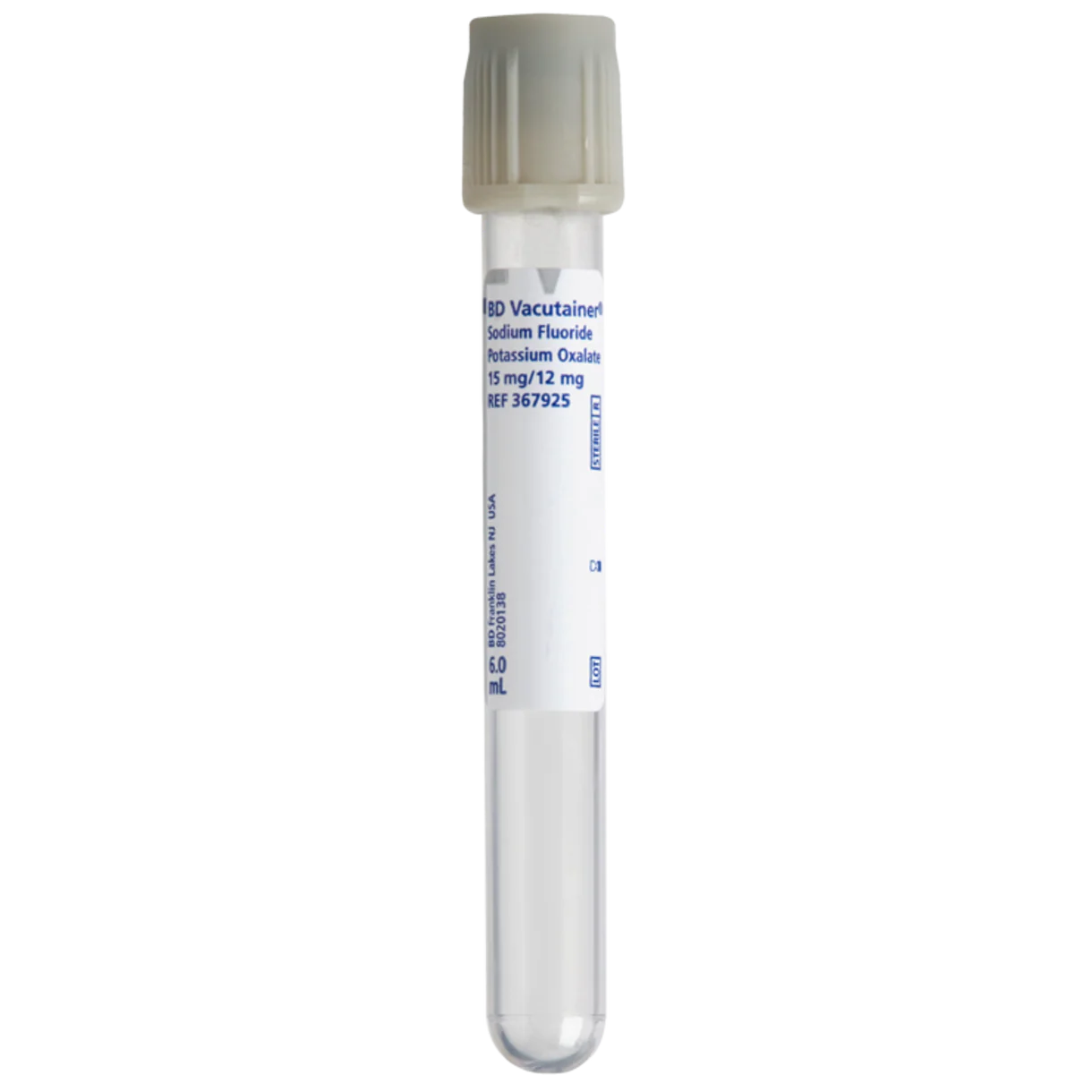 6mL Blood Collection Vacutainer Tubes with Sodium Fluoride (Gray)