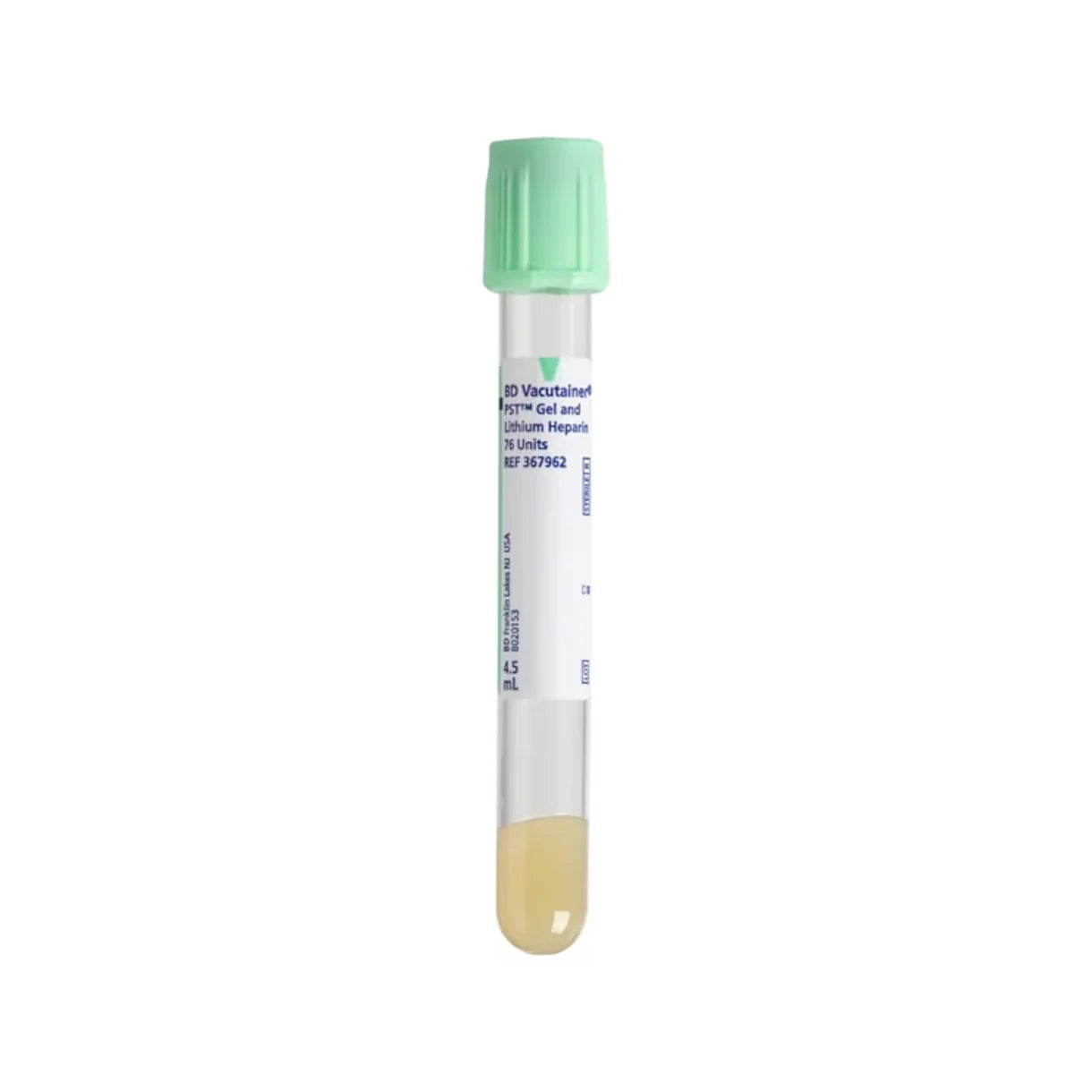 4.5mL Vacutainer Tubes for Blood Collection with PST Lithium Heparin (Light Green)